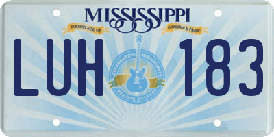 MS license plate LUH183