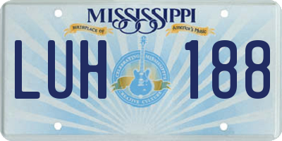 MS license plate LUH188