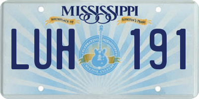 MS license plate LUH191