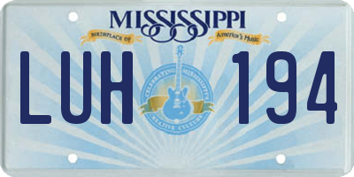 MS license plate LUH194