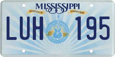 MS license plate LUH195