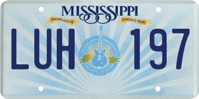 MS license plate LUH197
