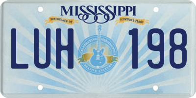 MS license plate LUH198