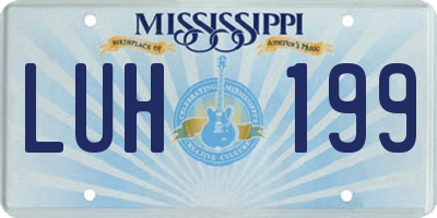 MS license plate LUH199