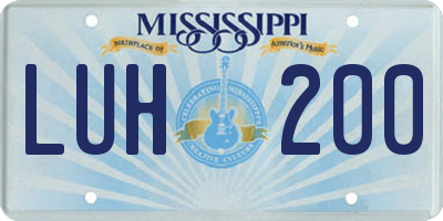 MS license plate LUH200
