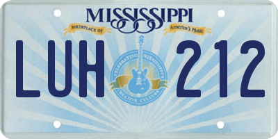 MS license plate LUH212
