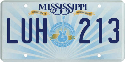 MS license plate LUH213