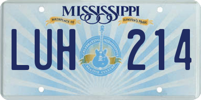 MS license plate LUH214