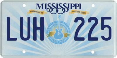 MS license plate LUH225