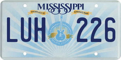 MS license plate LUH226