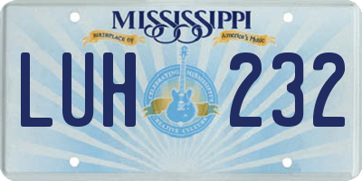 MS license plate LUH232