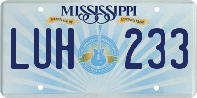 MS license plate LUH233