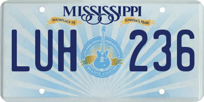 MS license plate LUH236