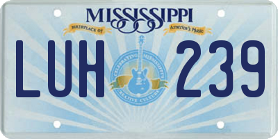 MS license plate LUH239