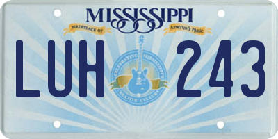 MS license plate LUH243