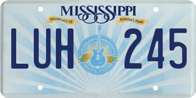 MS license plate LUH245