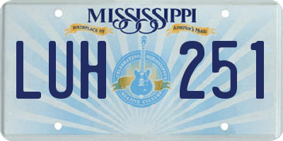 MS license plate LUH251