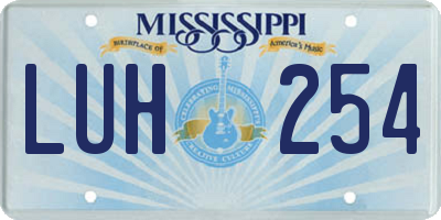 MS license plate LUH254