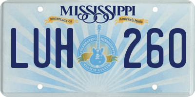 MS license plate LUH260