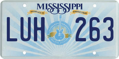 MS license plate LUH263