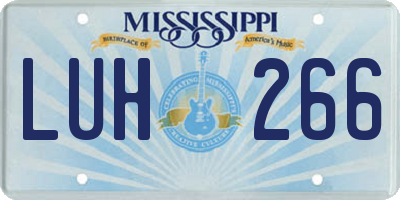 MS license plate LUH266