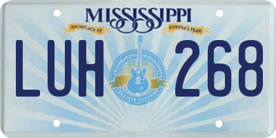 MS license plate LUH268