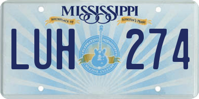 MS license plate LUH274
