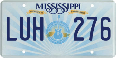 MS license plate LUH276