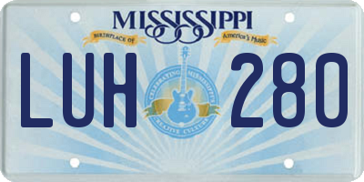 MS license plate LUH280