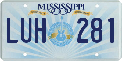 MS license plate LUH281