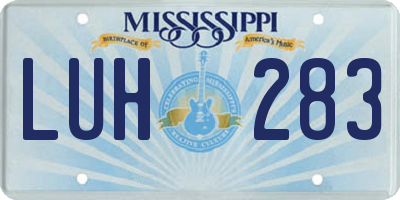 MS license plate LUH283