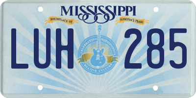MS license plate LUH285