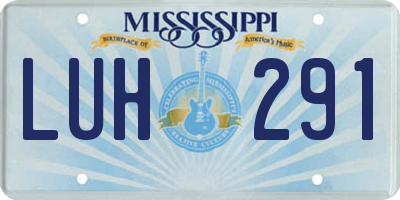 MS license plate LUH291
