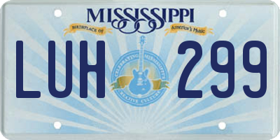 MS license plate LUH299