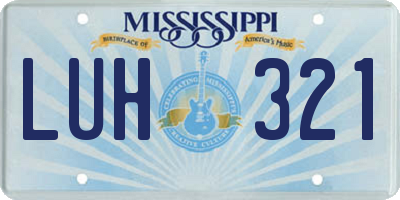 MS license plate LUH321
