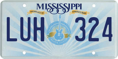 MS license plate LUH324