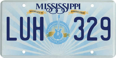 MS license plate LUH329