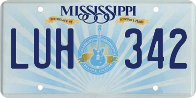 MS license plate LUH342