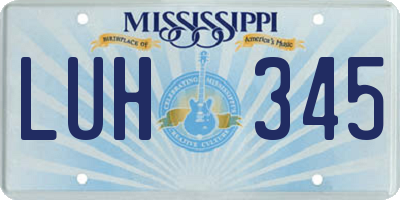 MS license plate LUH345