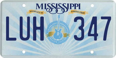 MS license plate LUH347