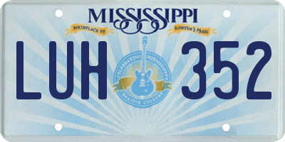 MS license plate LUH352