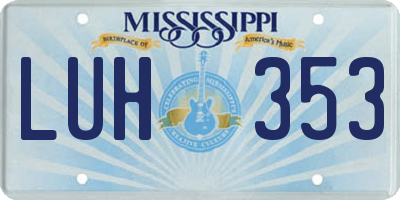 MS license plate LUH353