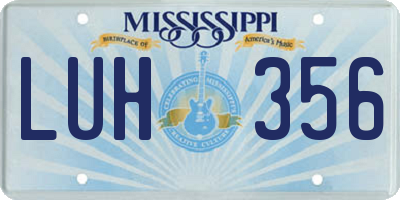 MS license plate LUH356