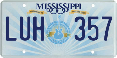 MS license plate LUH357