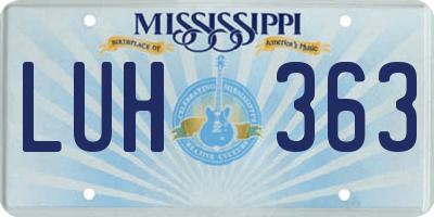 MS license plate LUH363