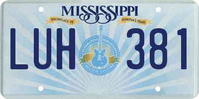 MS license plate LUH381