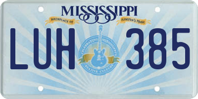 MS license plate LUH385