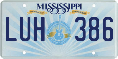 MS license plate LUH386