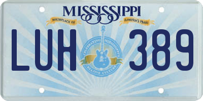 MS license plate LUH389