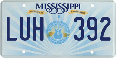 MS license plate LUH392